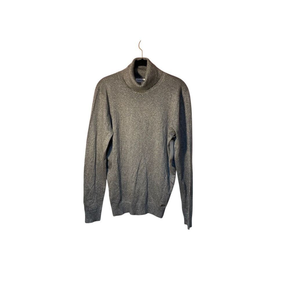NWT Calvin Klein, women’s high gray, silver metallic threading long sleeve sweat